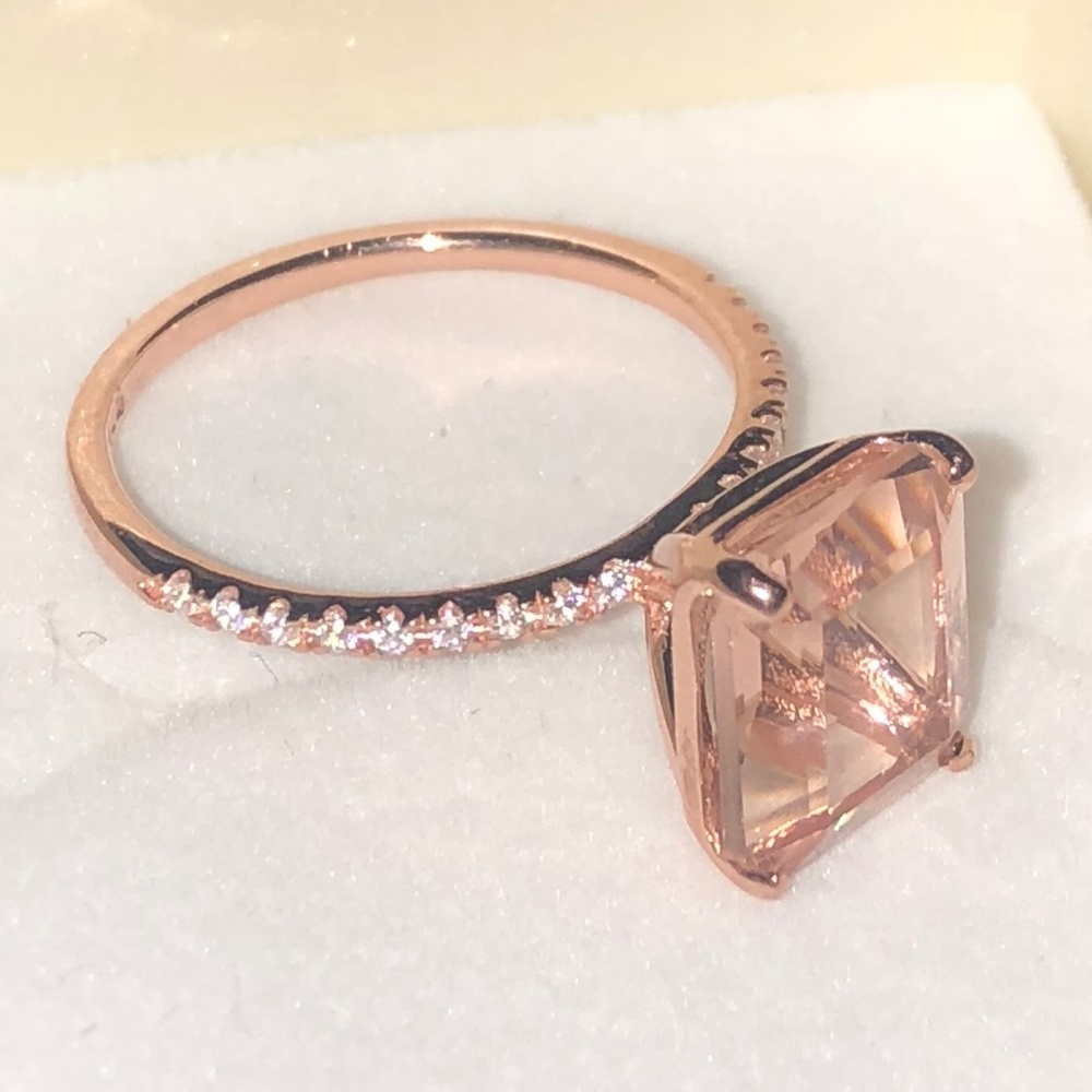3.42Ct Morganite and Diamond Engagement Ring